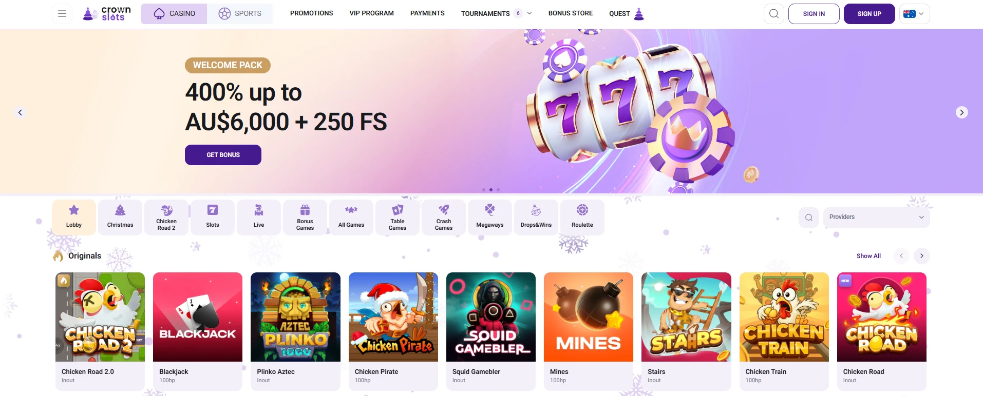 Crownslots launch page